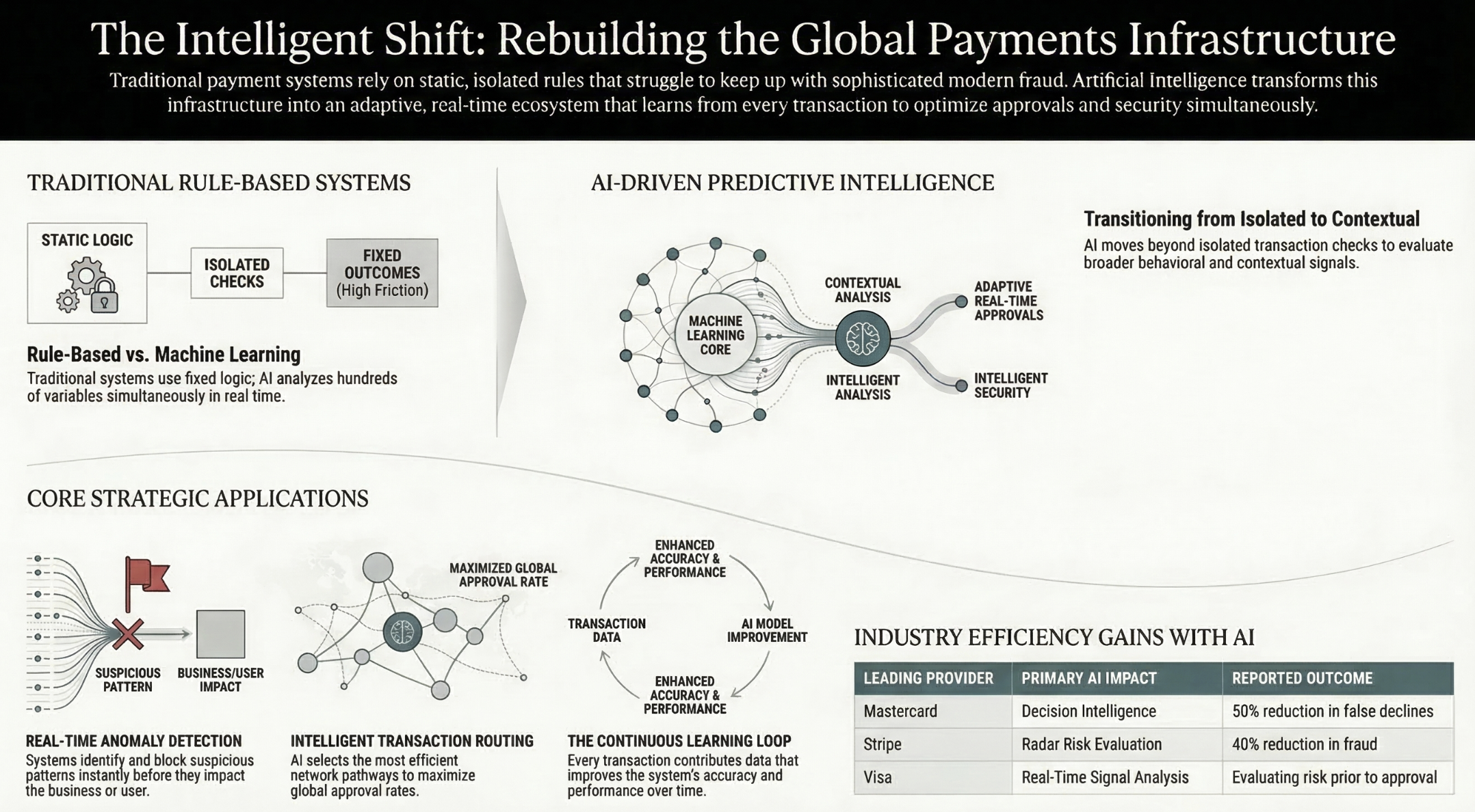AI payment system architecture showing data flow fraud detection and transaction processing