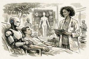 AI healing technologies featured in The Age of A.I. Episode 2 including Project Euphonia speech restoration and retinal screening for diabetic retinopathy