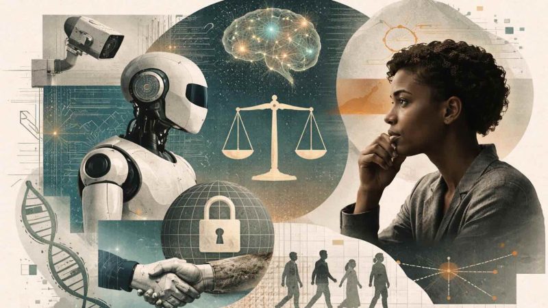 DW Documentary on artificial intelligence and its ethics featuring facial recognition cameras, algorithmic hiring screens, and EU AI Act regulatory debate footage.