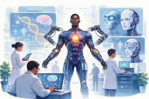 AI-powered human augmentation technologies from The Age of A.I. Episode 3 including AMI bionic limb surgery, NASCAR data analytics, and C-THRU firefighter helmet