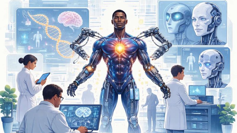 AI-powered human augmentation technologies from The Age of A.I. Episode 3 including AMI bionic limb surgery, NASCAR data analytics, and C-THRU firefighter helmet