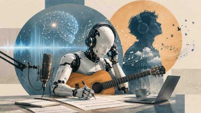 AI powered song writer generating music from text prompts using deep learning transformer models