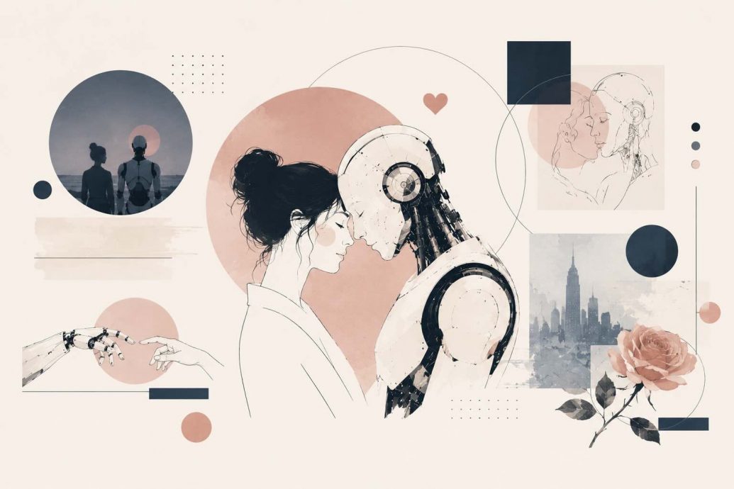 A humanoid robot and a human hand reaching toward each other, symbolizing the growing emotional connection between people and AI companions in the era of robotic romance.