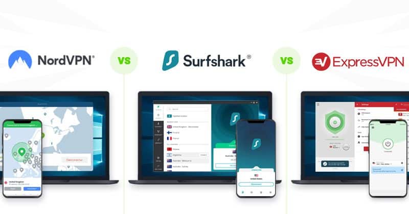 NordVPN vs SurfsharkVPN vs ExpressVPN