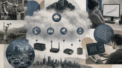 Fog computing architecture diagram showing IoT devices, fog nodes, and cloud layer with machine learning model deployment flow