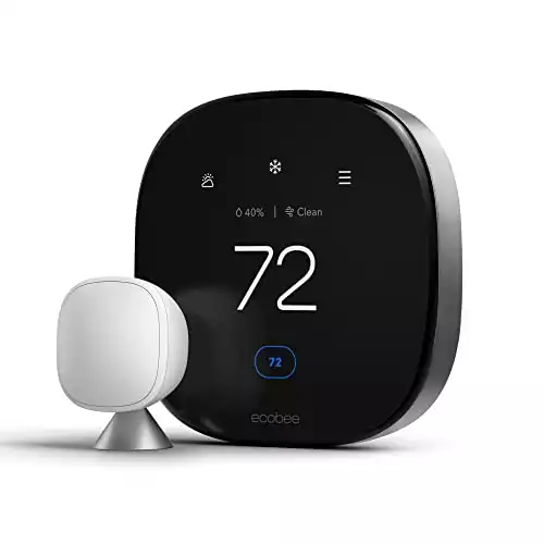 NEW 2022! ecobee Smart Thermostat Premium with Siri and Alexa and Built in Air Quality Monitor and Smart Sensor