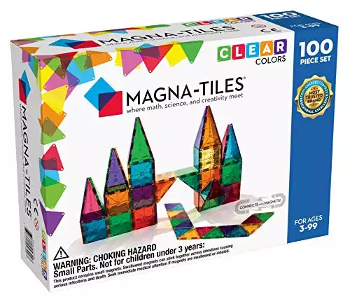 Magna-Tiles 100-Piece Clear Colors Set For Children Ages 3 Years +