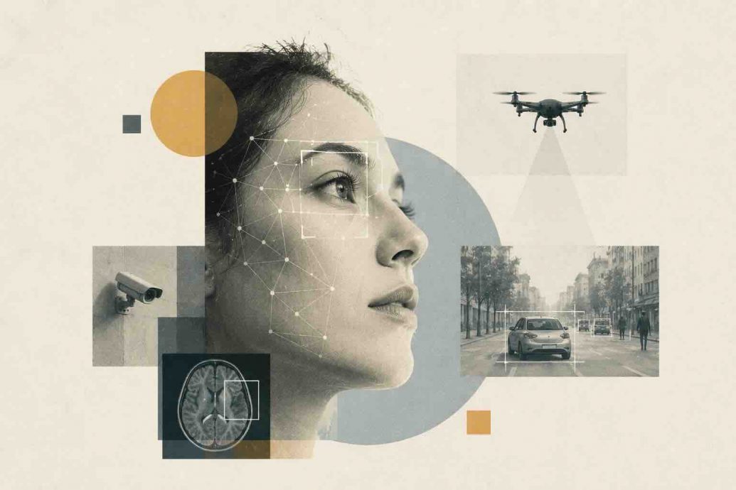 Composite illustration showing 30 exciting computer vision applications in 2026 across manufacturing, healthcare, autonomous vehicles, retail, and agriculture.