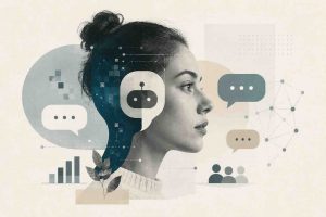 Infographic on chatbot development trends showing market growth, agentic AI, RAG grounding, and voice adoption through 2026.