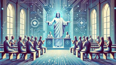 AI Jesus Welcomes Worshippers in Confessional