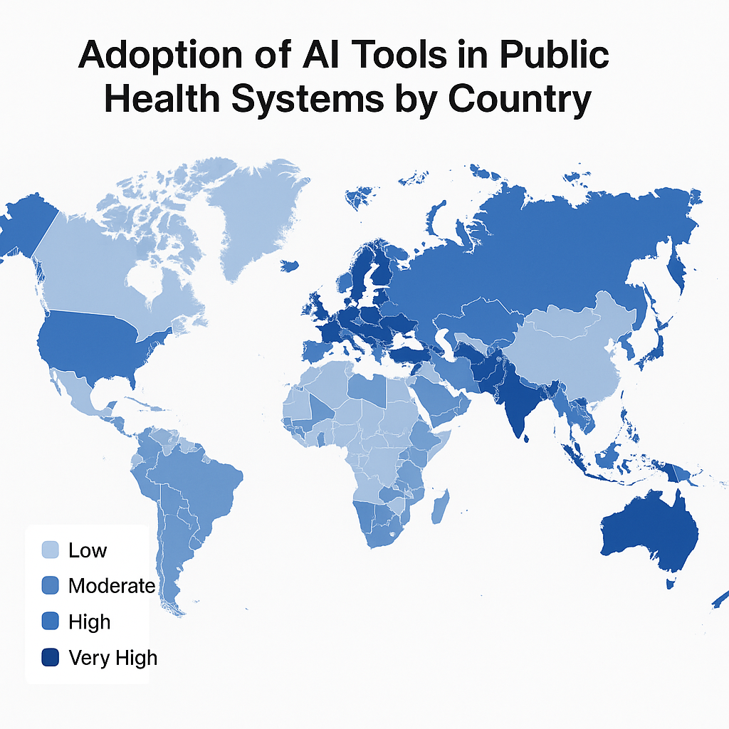 Adoption of AI tools in public health systems by country.