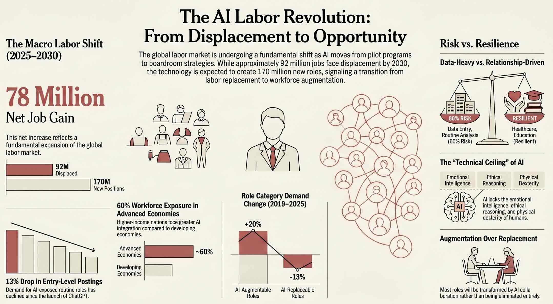 The AI Labor Revolution: Displacement, Augmentation, and Human Resilience