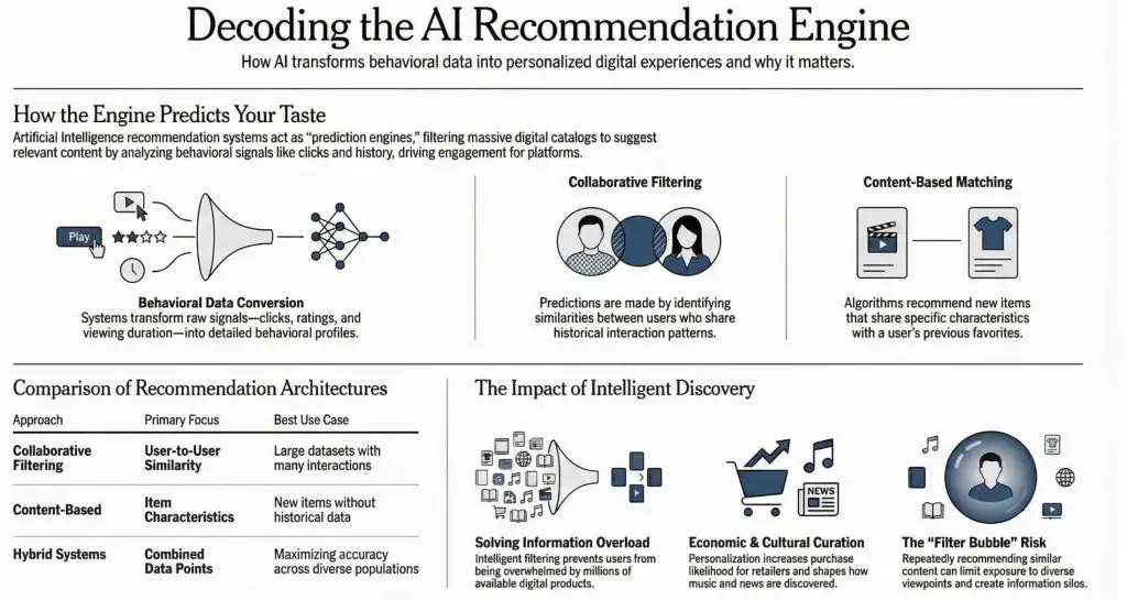 How do AI recommendation systems work.